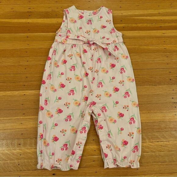 The Children’s Place vintage pink floral sleeveless jumpsuit - Picture 1 of 9